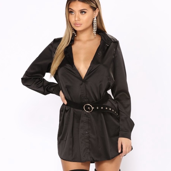 Fashion Nova Dresses & Skirts - Fashion nova Satin shirt dress